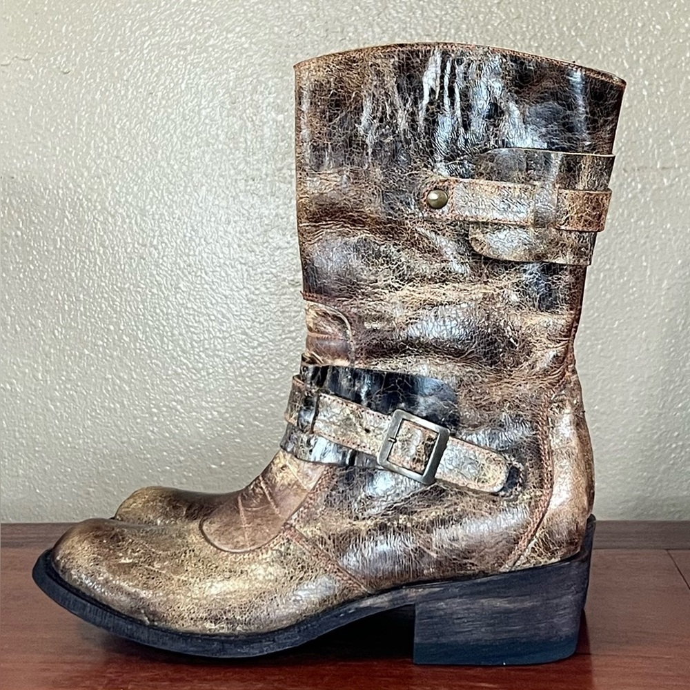 Five Worlds by Cordani Sonia Western Boots Distressed Leather Steampunk Boho - Picture 3 of 10